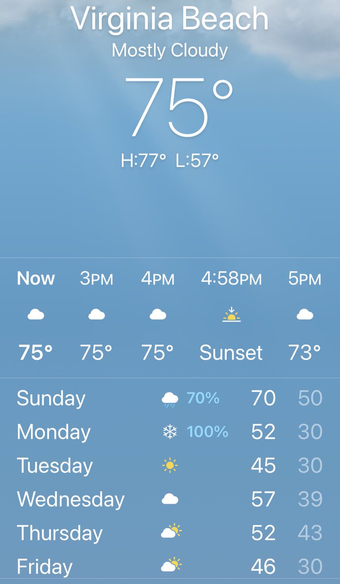marietculver's tweet photo. Only in @CityofVaBeach with 75 degrees on New Year’s Day to ❄️ on Monday #PittsburghNative #ILoveSnow #GoSteelers https://t.co/MVdJE8fEp9