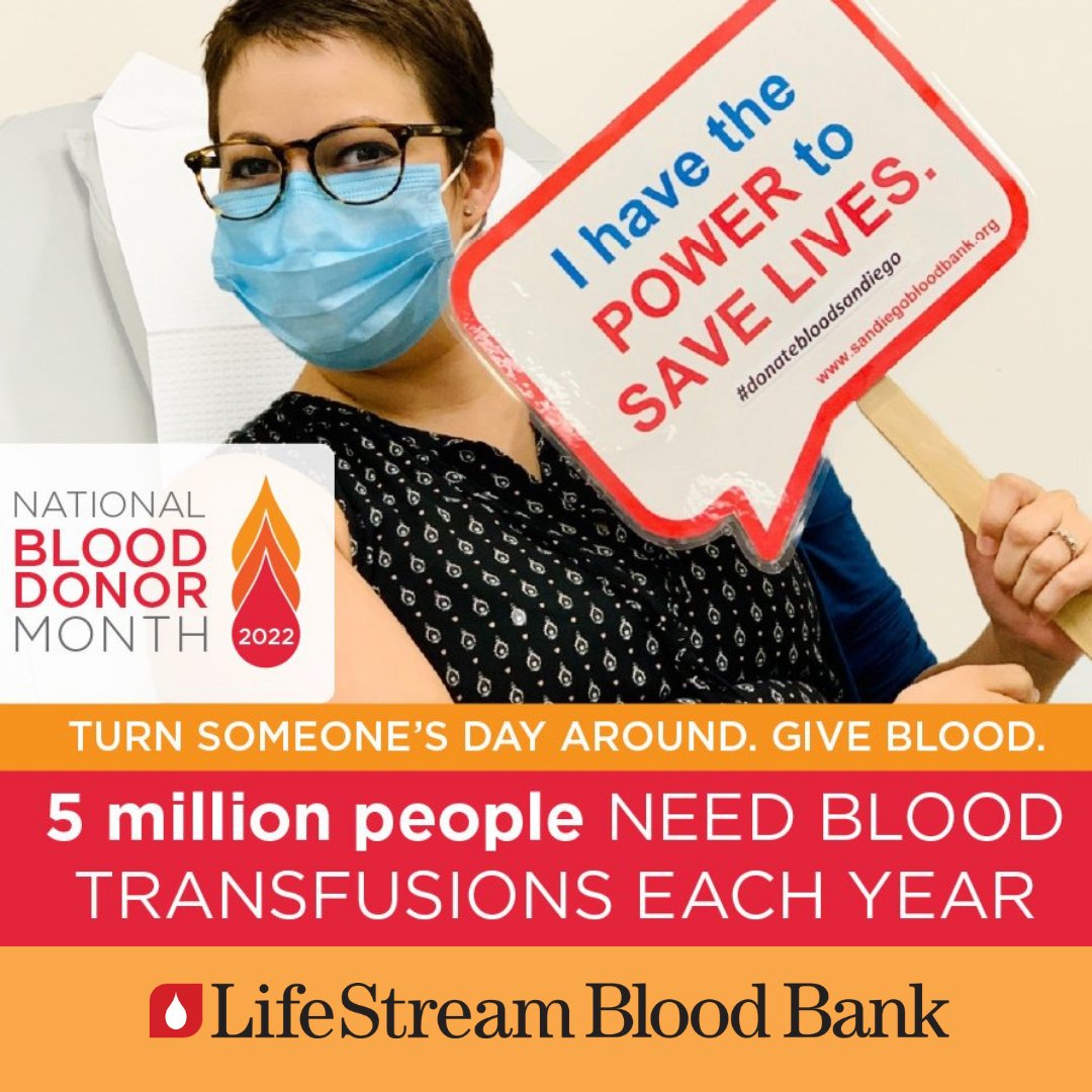 lifestreamblood's tweet photo. Right now there is a critical blood shortage in our community. Patients, who need treatment, surgery, or a blood transfusion after an accident, are at risk. Save up to 3 lives, donate blood during #NationalBloodDonorMonth. #LifeStreamBloodBank #NBDM #ADRP https://t.co/Tnnc7uYBKT