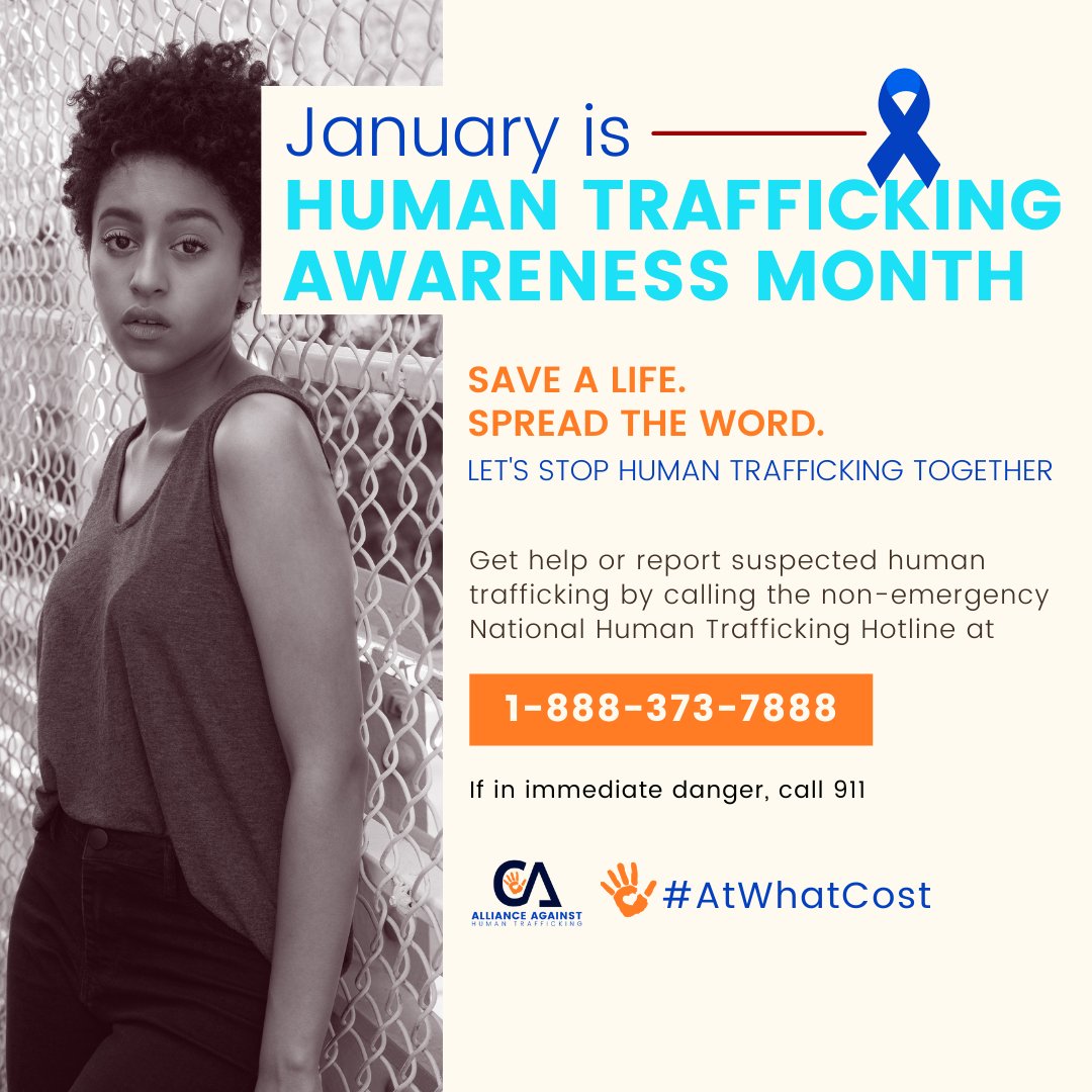 Join us as we come together to stand against #humantrafficking. Together, we are building a movement to help educate each other about the danger of human trafficking, how you can spot the signs, and how do something about it.  Will you join us? #AtWhatCost