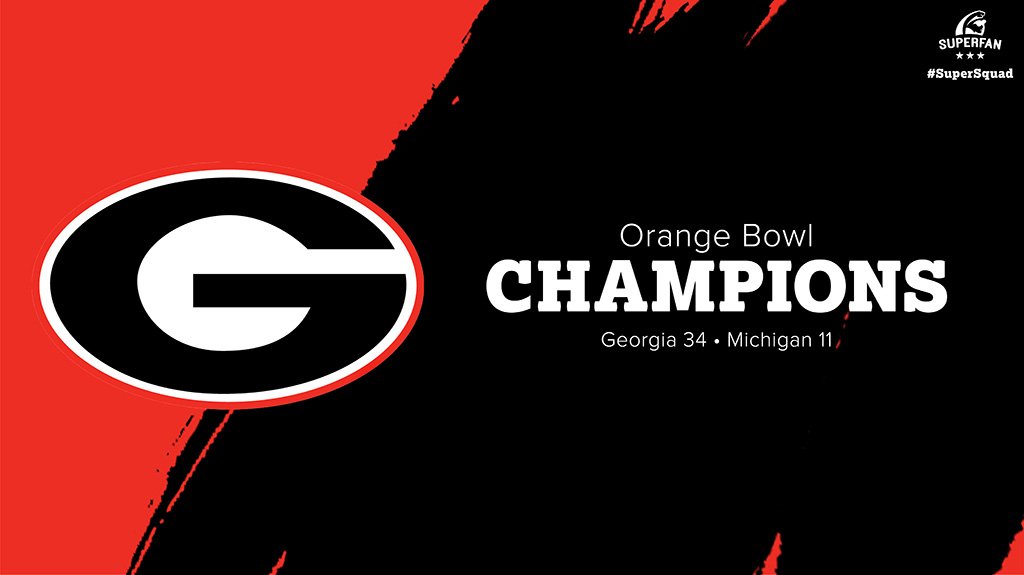 Congratulations to <a href="/UGAAthletics/">Georgia Bulldogs</a> <a href="/GeorgiaFootball/">Georgia Football</a> on winning the <a href="/OrangeBowl/">Capital One Orange Bowl</a>. Next stop: National Championship! #supersquad