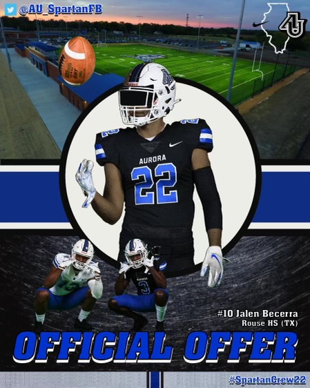 becerra_jalen's tweet photo. After a great conversation with @CoachSheppard47, I'm blessed to receive an offer from @AU_SpartanFB. @1RoUSeFB @ElrodCoach @coach_pleasant @RecruitRouse https://t.co/ngGtZD14Gn