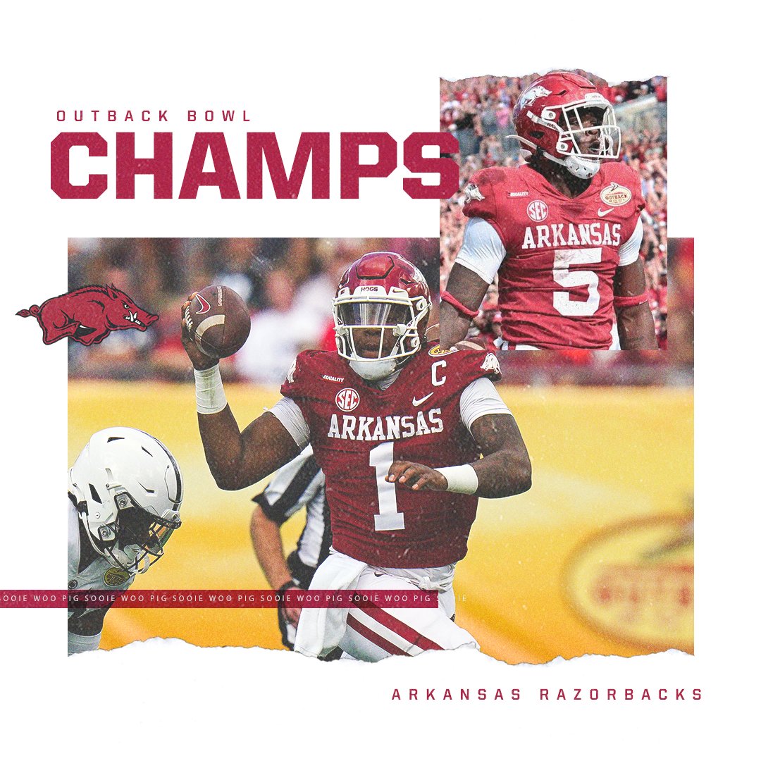 SECNetwork's tweet photo. CALL THOSE HOGS!

The Arkansas Razorbacks are @outbackbowl champions 🐗🏆 @RazorbackFB https://t.co/qVa0KOK42a