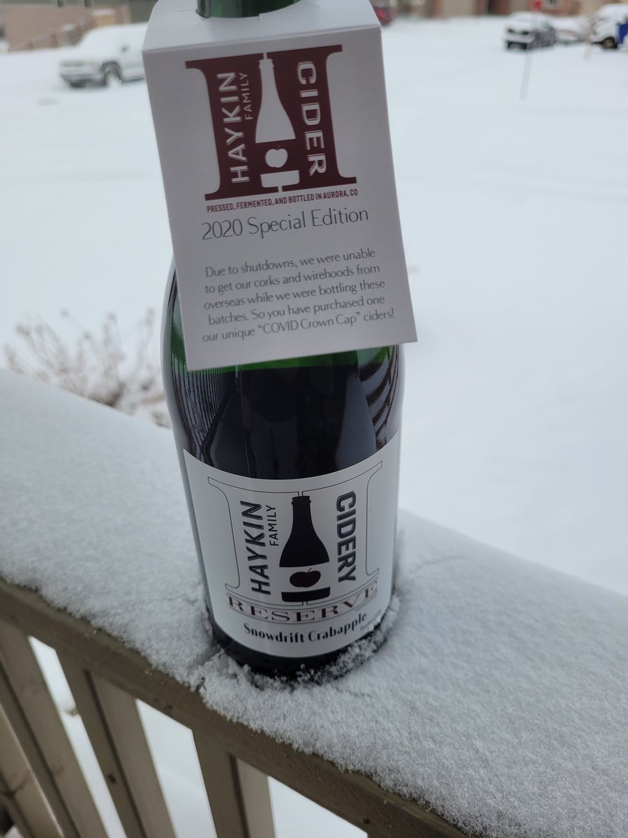 Looks like I saved my Snowdrift Crabapple from <a href="/HaykinCider/">Haykin Family Cider</a> for a perfect snowy day #Colorado #cider
