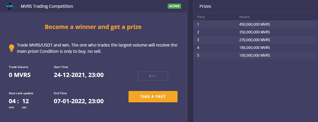 MvrsToken's tweet image. WE ARE GIVING AWAY 50,000$ IN PRIZES!

TRADING COMPETITION ON COINSBIT:
coinsbit.io/trading-compet…

#MVRS #MVRSTOKEN #ZEROTAX