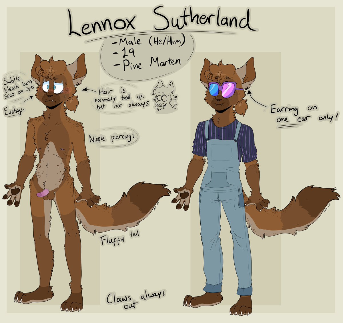 xictoc_'s tweet photo. stinky twink scottish boi. Finally made a ref for this mans so i can finally get art/make accurate art of him (also warm-up because im trying to get the hang of drawing again :') )

#mustelid #pineamartenoc #anthrooc #nsfw #nsfwart #nsfwref #furry #furryoc #furrynsfw #refsheet https://t.co/JkG4ab2Xmy