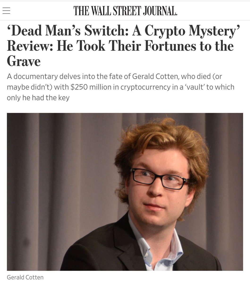 Fantastic feature for Dead Man's Switch in the Wall Street Journal: sqz.co/GomBbbF

Stream it now or tune in tomorrow at 8pm on CBC
sqz.co/pvNjnlH

(International viewers can watch it on discoveryplus.com)

#BitcoinCash #Crypto #truecrime #canadianfilm