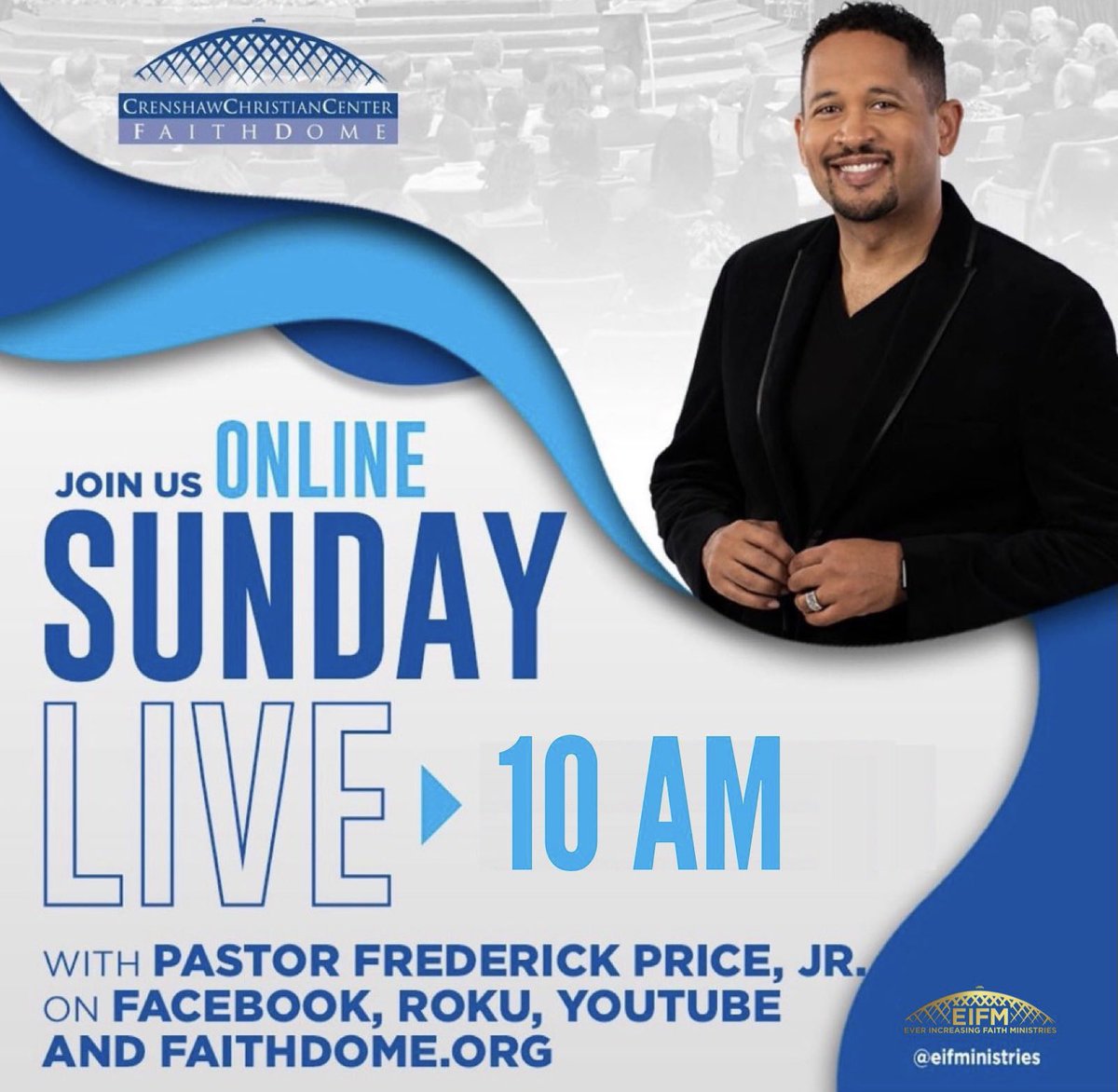eifministries's tweet photo. Happy New Year! Join us in the New Year on Sunday, January 2 ONLINE, via all of our social media platforms. In-person services are postponed until further notice. #SundayLive #FredPriceJr #HappyNewYear #CCC #EIFM #VirtualSunday https://t.co/LN1s4FTDBA