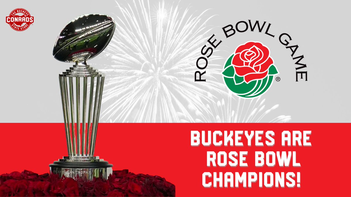 conradsosu's tweet photo. Buckeyes win! 

Grab official Rose Bowl championship gear available for pre-order now at https://t.co/gMkK734v9x https://t.co/SK6s9ENOA3