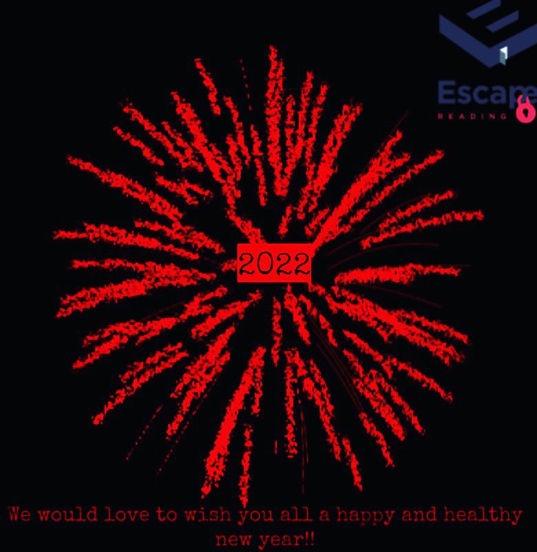 EscapeReading's tweet photo. Happy New Year! From all at Escape Reading - wishing everyone a great 2022 😃🎊🍾 https://t.co/Hj1TtLChrb