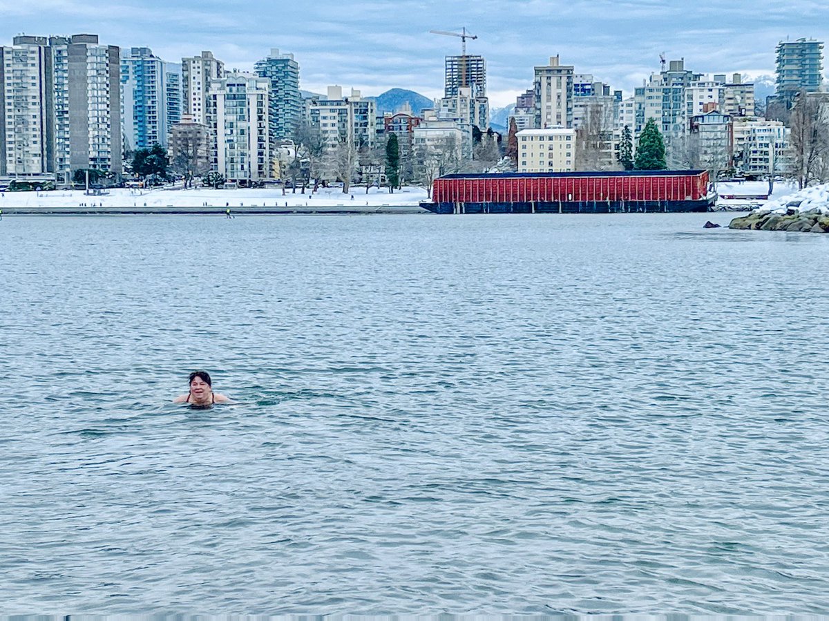 Me and ⁦@EnglishBayBarge⁩ enjoying a New Year’s Day #polarbearswim. It was very cold!!