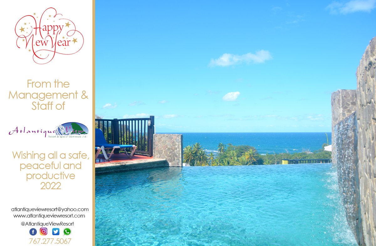 Happy New Year from the Management and Staff of Atlantique View Resort. #VisitDominica #LetsGoToDominica2022 #nature #lovers #birdwatching #Hiking #divingtrip