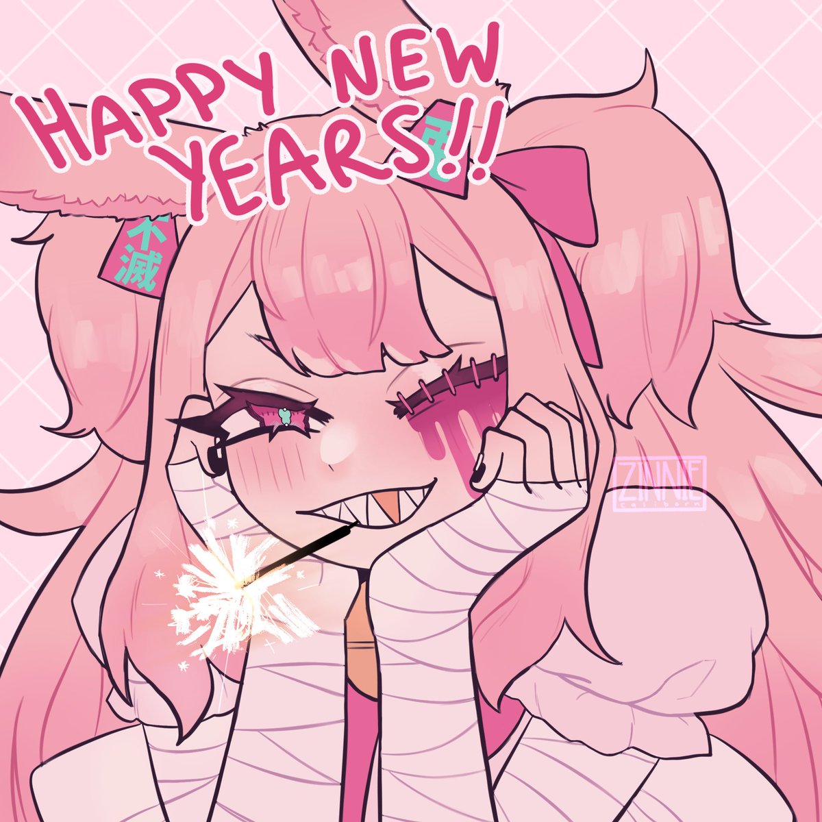 zinnieVT's tweet photo. HAPPY 2022 BUNS!!! DON'T PUT SPARKLERS IN YOUR MOUTH!

[#VTuber #VTuberUprising #zombunART] https://t.co/8HSeVBQZOB