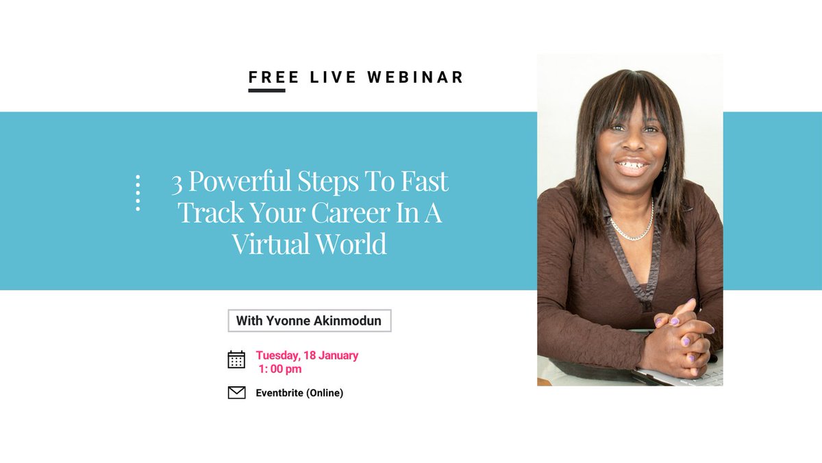 Join me on the 18th of January at 1pm for my FREE masterclass, to help you take charge of your career in 2022. Us the sign up link to join. eventbrite.co.uk/e/235901627117