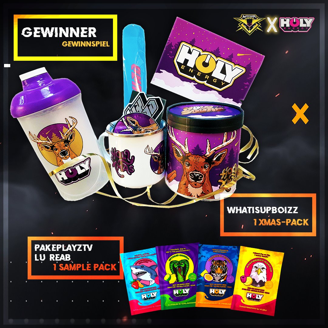 WARRIORESPORT_'s tweet photo. Die Sieger unseres Gewinnspiels stehen fest! 🥳
Das @holy_energy X-Pack Pack hat gewonnen:
@whatisupboizz
Jeweils ein Sample-Pack haben gewonnen:
@PakePlayzTV
Lu_Reab
Bitte schreibt uns eine PM mit euren Adressen & dann geht der Gewinn am Montag bereits raus ;)
#justHOLY #2022 https://t.co/xcLYf0NTA9