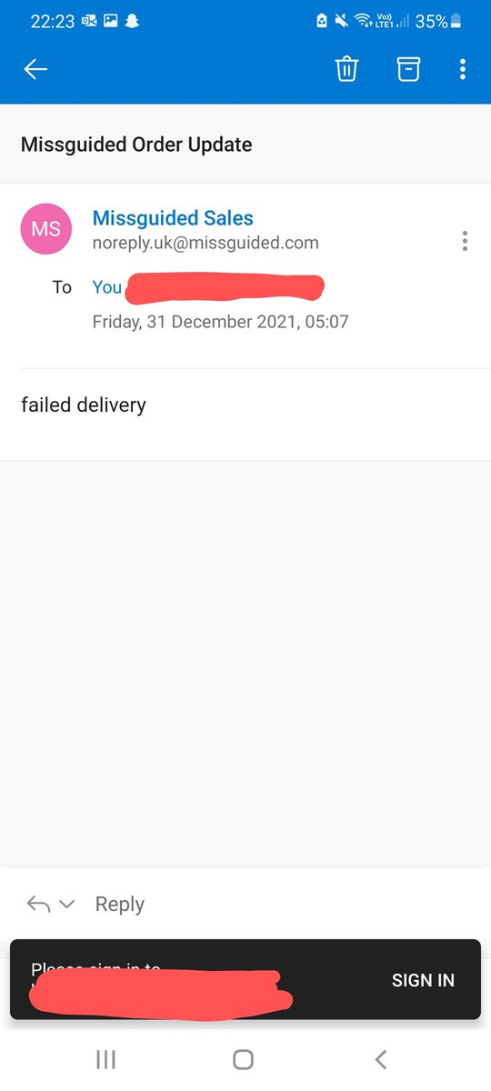 KatieeSF's tweet photo. @YodelOnline @Missguided_help Yodel saying they carded me twice yet not had a single one? Also haven't even left the house so to say they attempted delivery twice is a laugh😳 it also doesn't match up as the one email I received on 31st says they failed delivery at 5am 🤔 https://t.co/XgPGtqq44i