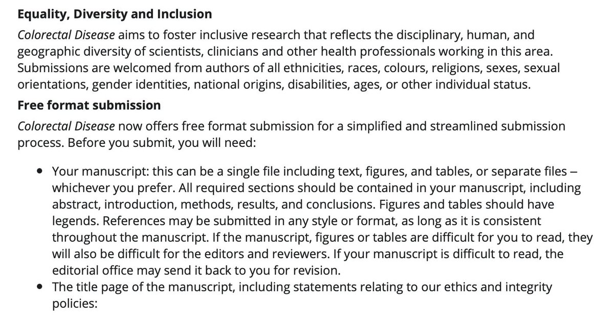 Just seen this <a href="/ColorectalDis/">Colorectal Disease</a> fantastic to enable authors to submit in whatever format they choose-should be the future for all journals. Well done <a href="/Neil_J_Smart/">Neil Smart</a> and team this is a real time saver for authors.