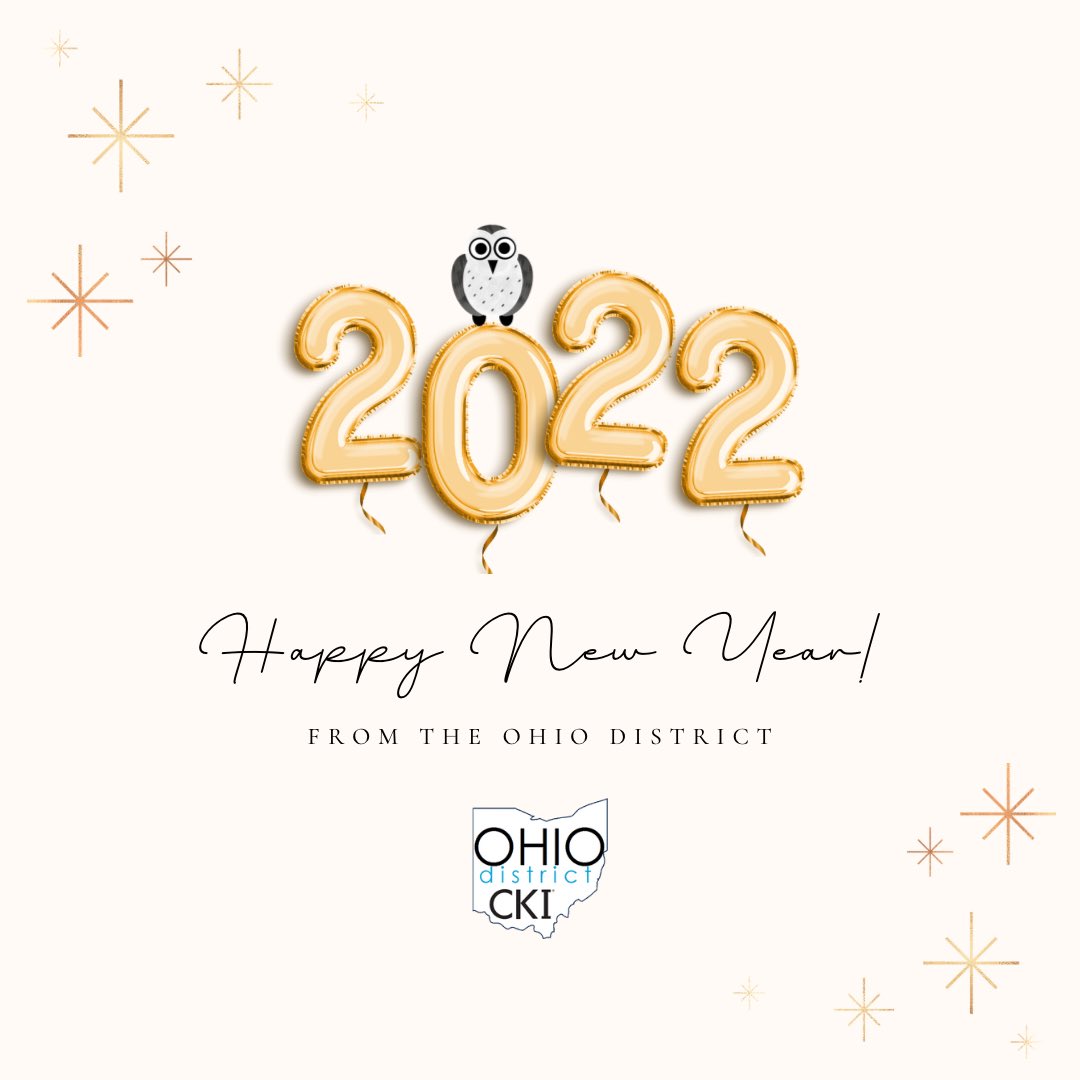 OhioDistrictCKI's tweet photo. Happy New Year! We wish everyone a wonderful new year and well wishes for 2022. 🎉
The January monthly update will go out early this coming week so be on the look out for that! 👀
#ODCKI #NewYear2022 #monthlyupdate https://t.co/BbEP6rHf1U