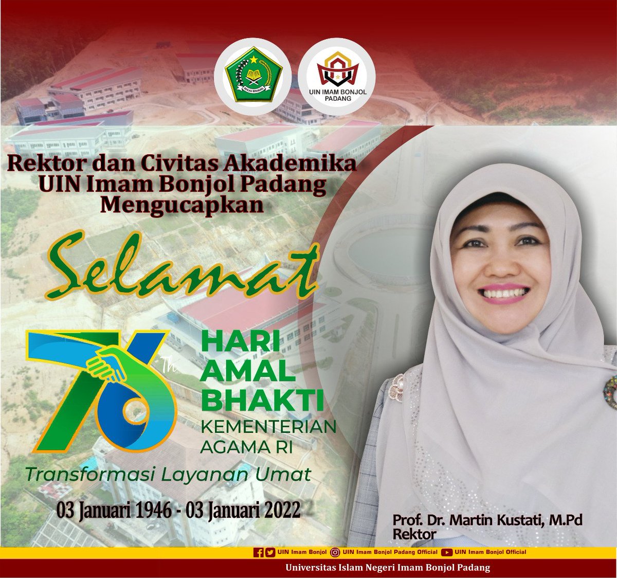 uinibpadang's tweet photo. Selamat Hari Amal Bakti Kementerian Agama RI Tranformasi Layanan Umat https://t.co/ILW12V9AUL