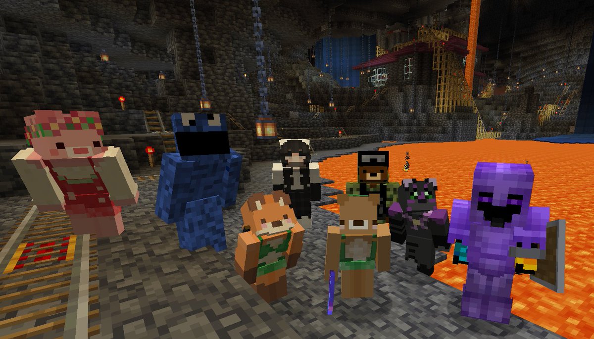 bhartleby's tweet photo. Die Mitglieder vom #Bärcraft #Minecraft118 Server wissen vielleicht nicht wie man genau in die Kamera guckt, dafür aber wie man coole Achterbahnen bei Lava-Sees baut! Mega coole Überraschung vom Mod-Fuchs Greddl; 12/10 Möhren 🥕✨! https://t.co/MQelddTbBW