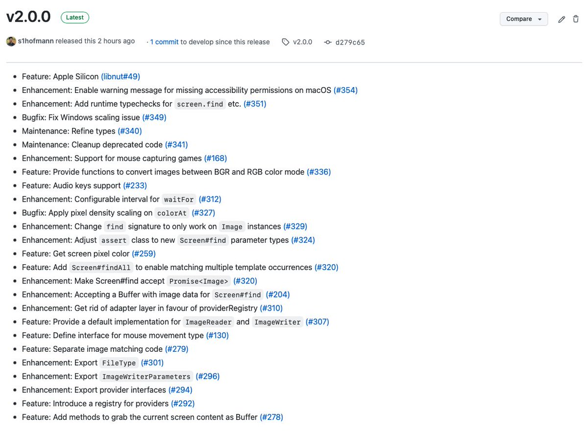 s1hofmann's tweet image. Starting into 2022 full throttle! I just released nut.js 2.0.0, the latest major release with a ton of new features and improvements! Check out nutjs.dev and the impressive changelog: github.com/nut-tree/nut.j…

#nutjs #node #javascript #typescript #desktopautomation
