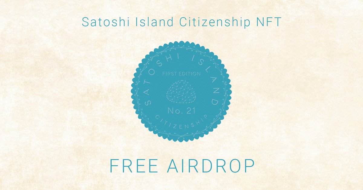 Introducing Citizenship NFTs

This is your chance to be one of the first Satoshi Island Citizens by claiming a FREE Citizenship NFT Airdrop. Citizens get whitelisted for early access to the Land NFT mint &amp; more!

Applications open this week!
Satoshi-island.com/citizenship.ht…
#satoshiisland