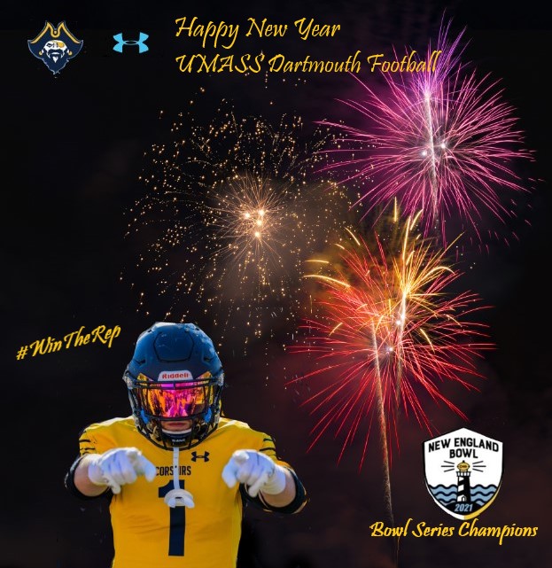 Here <a href="/CorsairFootball/">UMass Dartmouth Football</a> We want to wish you all A Happy New Year! We always #WinTheRep here <a href="/UMassD/">UMass Dartmouth</a> and are #Tier1Everything as a Nationally ranked Research University! Still Searching for more Future Corsairs in 2022! Hit our DMs!