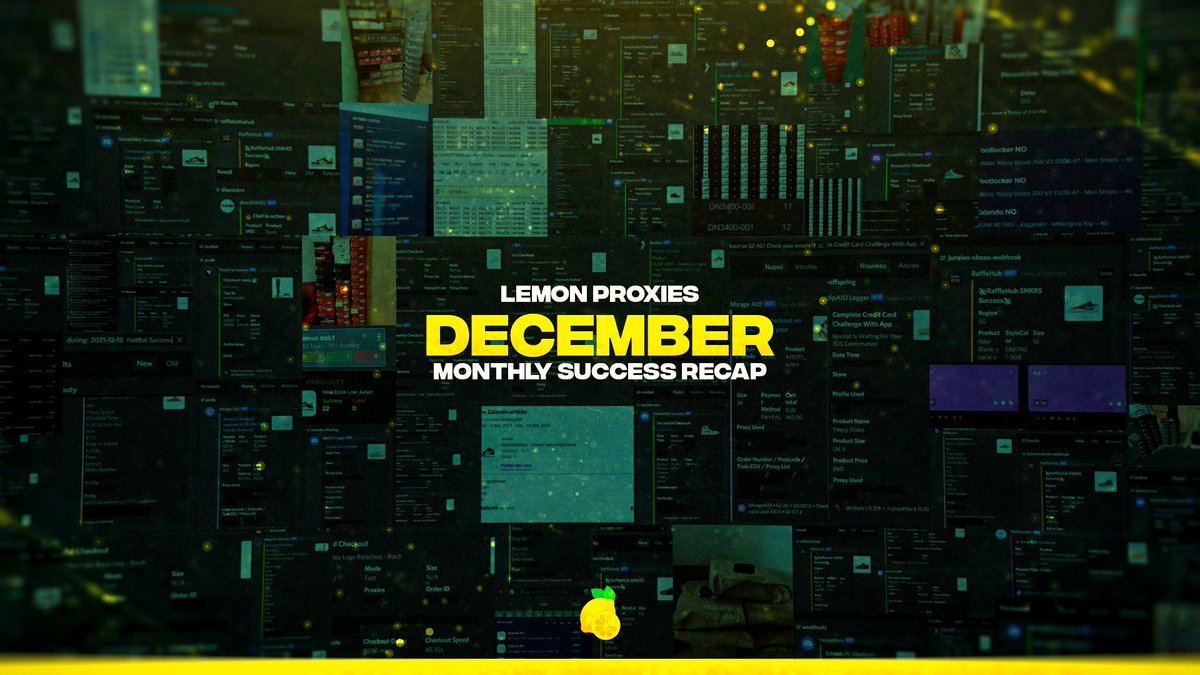 LemonProxies users ended the year strong! With over 1,000 success posts in the month of December we can conclude it was a success 😁

Want to feel the power of Lemon? Let’s celebrate by giving away some free proxies. 🍋 

Like ♥️, retweet ♻️ &amp; comment ‘🍋’ (unlimited entries!)