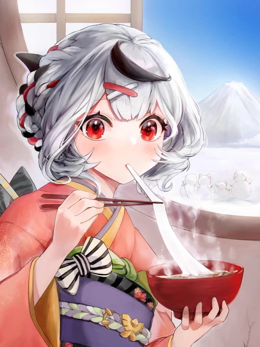 🎣「?!」(この後モチが若干のどに詰まる)
 #さかまた飼育日記 