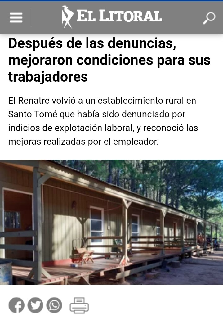 JoseMariaSerbin's tweet photo. #Corrientes  fue la provincia del NEA que más denuncias  efectuó en 2021 por explotación laboral en el ambito rural a la Protex. Más de 12 establecimientos fueron allanados y hay oficios por cumplir que se efectivazarán a mediados de Enero y Febrero. https://t.co/5pgRo52vOt