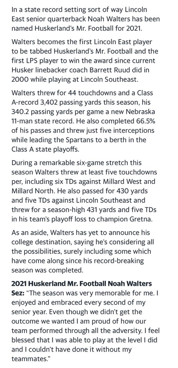 Blessed to be named Mr. Football‼️ Thank you <a href="/HuskerlandBob/">Bob Jensen</a> 

<a href="/CoachPerrone/">Coach Perrone (My Recruits)</a> <a href="/VAQB8/">Coach Thompson</a> <a href="/QBcoachNewcomb/">Brett Newcomb</a> @QBManuch