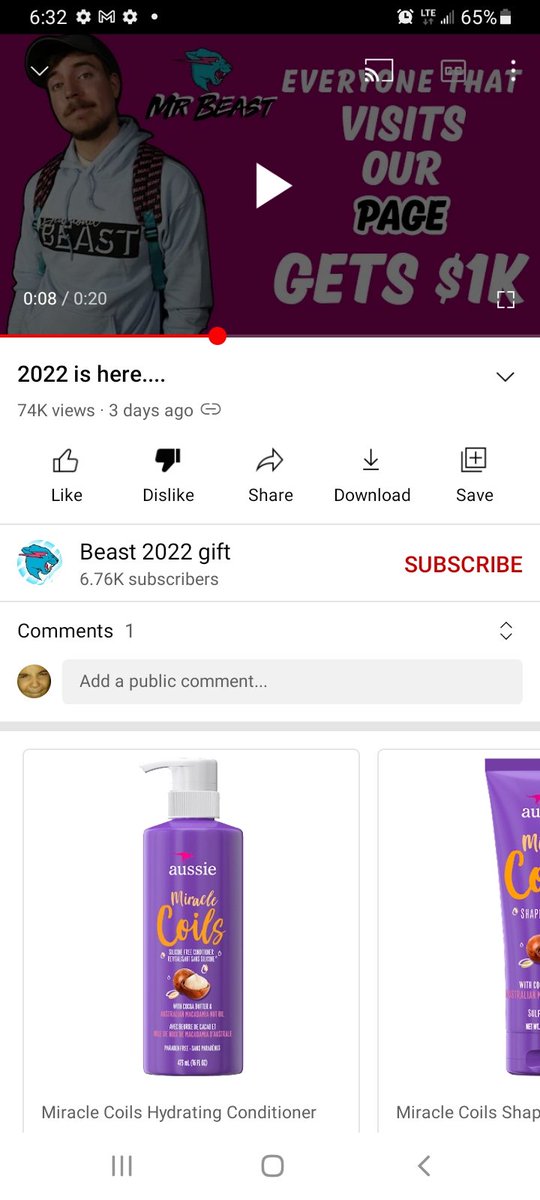 PollsMakeup's tweet photo. Somehow this channel "Beast 2022 gift" has over 6k subs, and for some reason the channel says no videos, even though I'm watching one lol I don't get it but this can't possibly be legit right? Or am I just an idiot..? https://t.co/iXI3M6QwSZ