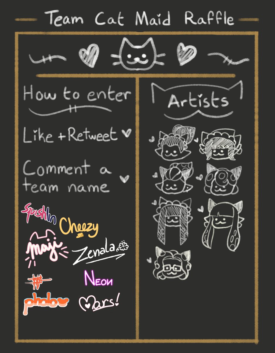 mawwrs's tweet photo. hey! 9ine and i are hosting an ‼️ART RAFFLE‼️ based off of the splatoon team ocs that were circulating last year, ft. a bunch of cool artists who share our vision 💫

all teams (even disbanded) welcome!! pls refer to image on how to enter, more details in 🧵!!

ends in 12 hours!! https://t.co/0Ian9j6zu4