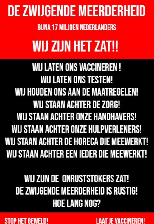 De zwijgende meerderheid spreekt.

#2januariTwitterdemonstratie