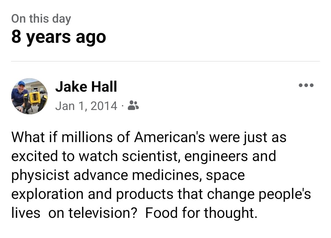MFGMillennial's tweet photo. My post from 8 years ago on Facebook is still relevant today. I would love to see the same excitement for STEM as we do for sports.
#manufacturing #makesciencefun #promoteSTEM #stem https://t.co/29HlEavCUL