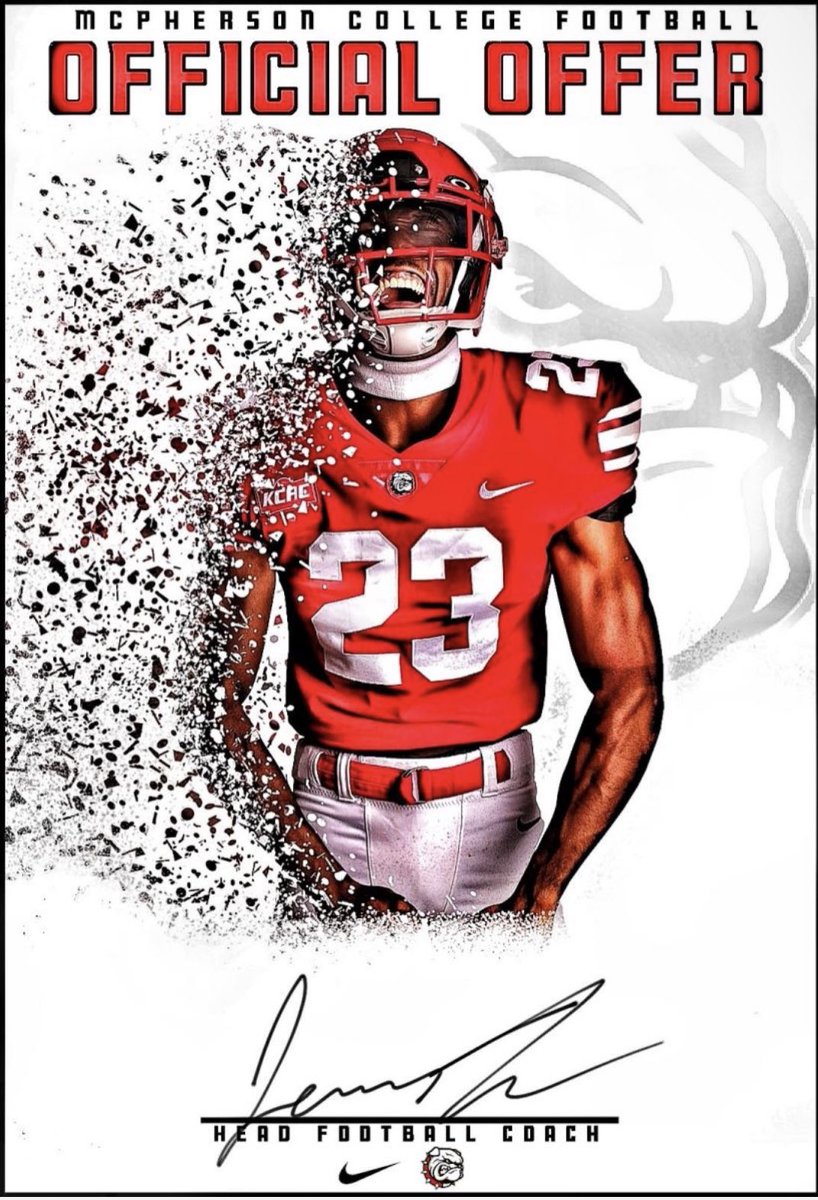 Extremely blessed and thankful to receive my first offer from McPherson College🔴⚪️ <a href="/CoachJFisc/">Coach Fiscus</a> <a href="/rbourneII/">Robert Bourne II</a> <a href="/J_Mitch05/">Josh Mitchell</a> @ERHSMustangFB <a href="/GregBiggins/">Greg Biggins</a> <a href="/BrandonHuffman/">Brandon Huffman</a> <a href="/RhareBreed7on7/">RhareBreed</a>