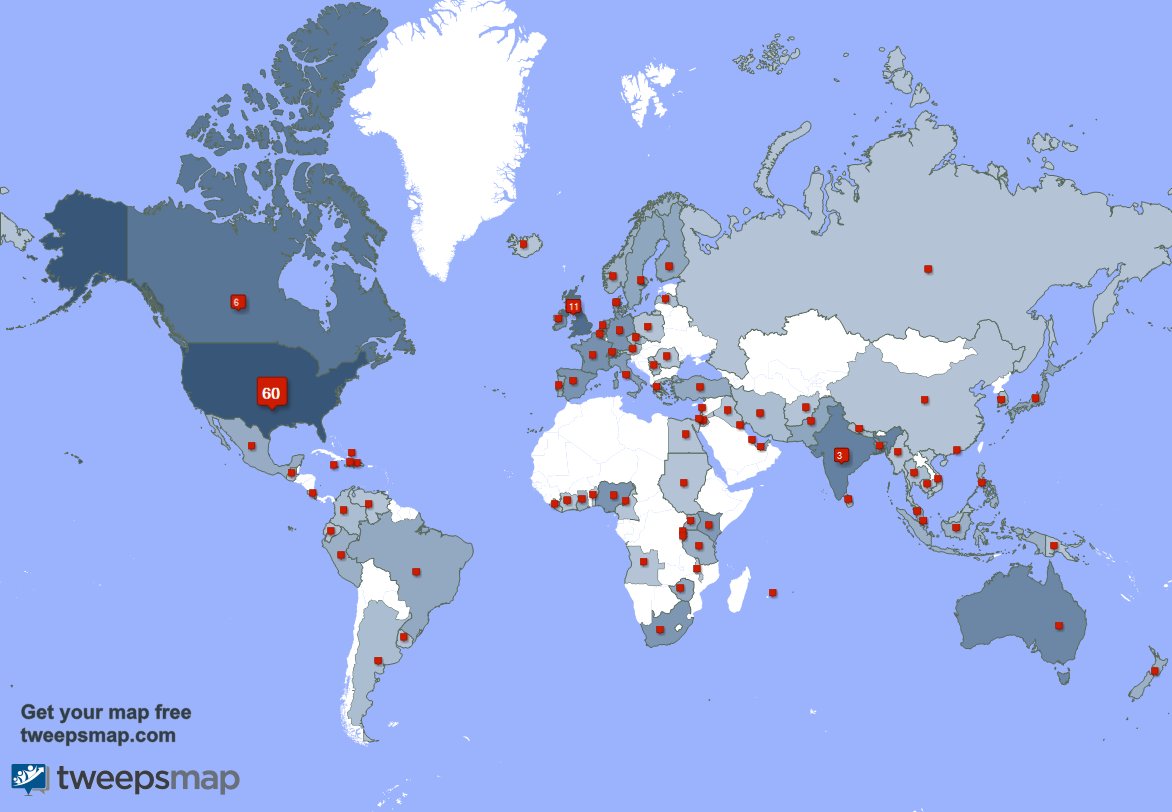 Special thank you to my 2 new followers from USA, and more last week. tweepsmap.com/!Samir077