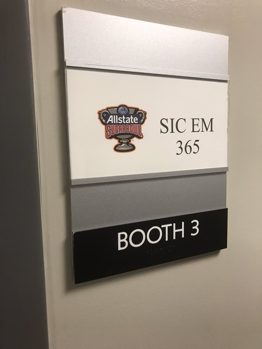 DavidSmoak's tweet photo. Here is our view from @SugarBowlNola with @SicEm365Radio in our own booth including @CraigSmoak @PaulCatalina @armstrongsimms @SicEmSoccer (Jack Mackenzie) and me. #SicEm Thank you @SugarBowlNola! https://t.co/H5YtP6GNks