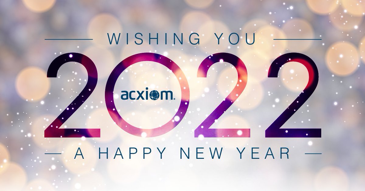 Happy New Year! 🎆 We look forward to another year full of #innovation, collaboration and creativity. Interested in transforming your #marketing strategy in 2022? Reach out to our team to learn more: acxiom.info/3sO3Gde
