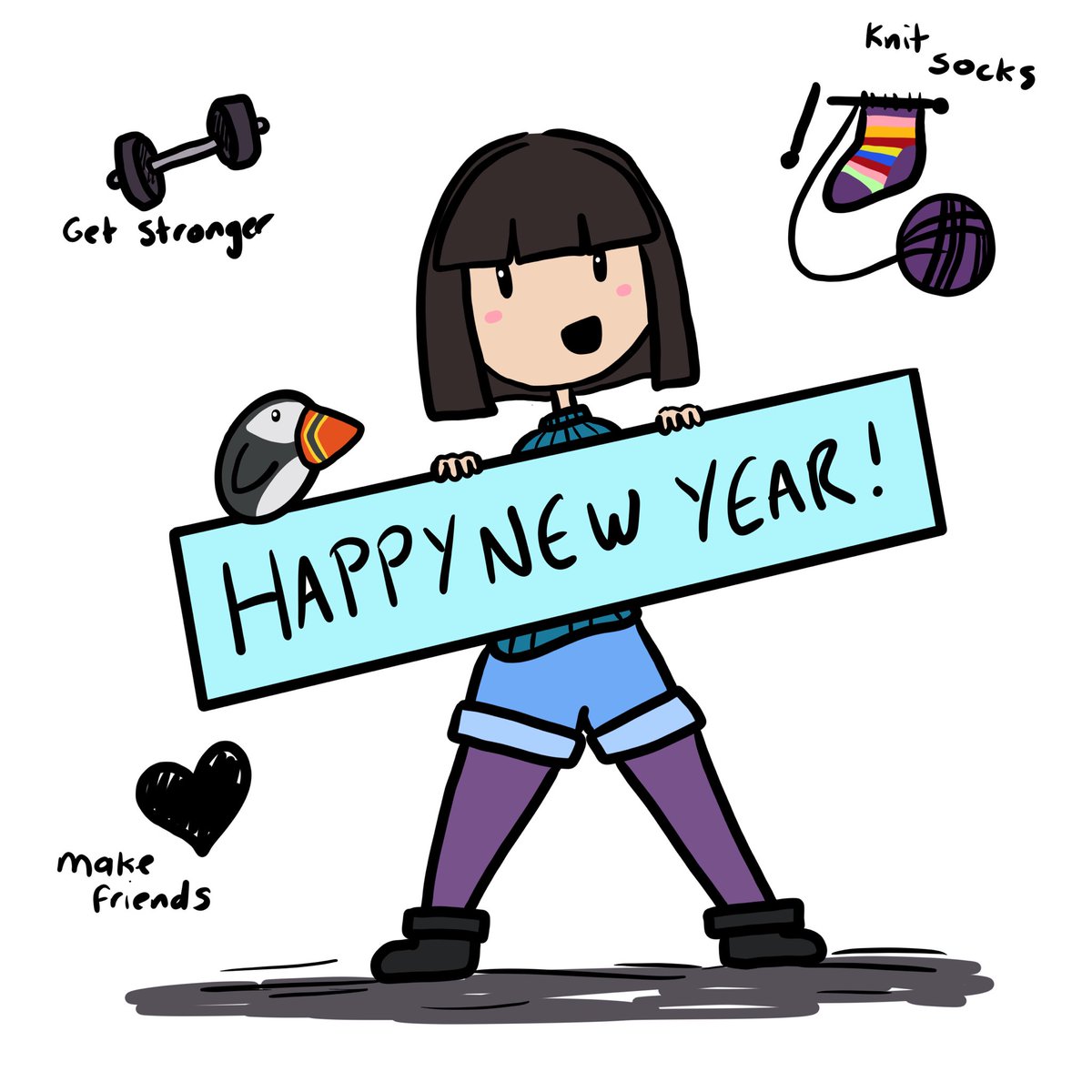 SmidgeMakes's tweet photo. Happy New Year Everyone! I wish you great things and much fun #NewYear2022 #resolutions #doodle #knitting #drawing https://t.co/Dvm5KMyarz