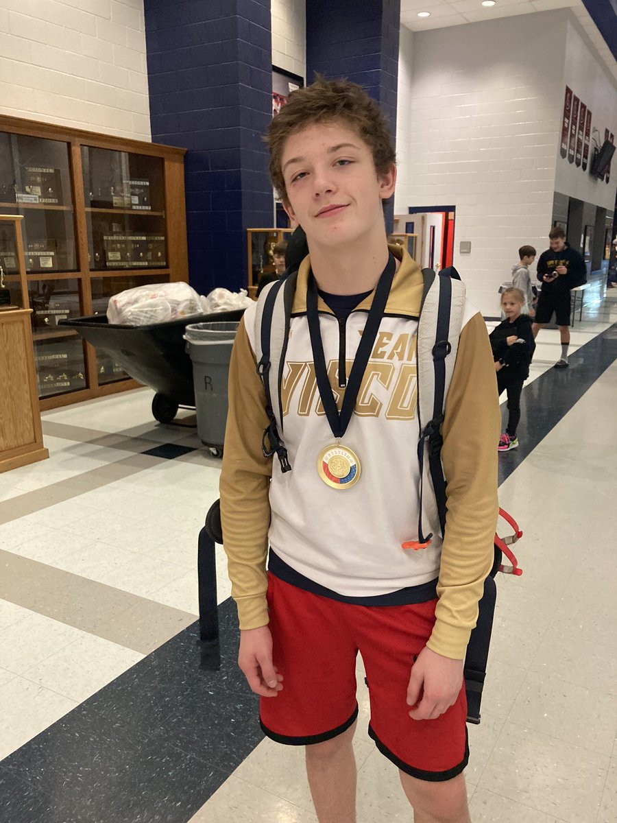 Congratulations to Landon Franklin  for being today’s 125/130lb Champion at “The Inferno” hosted by Blackman. Landon has won 29 straight matches. #fearthecharge