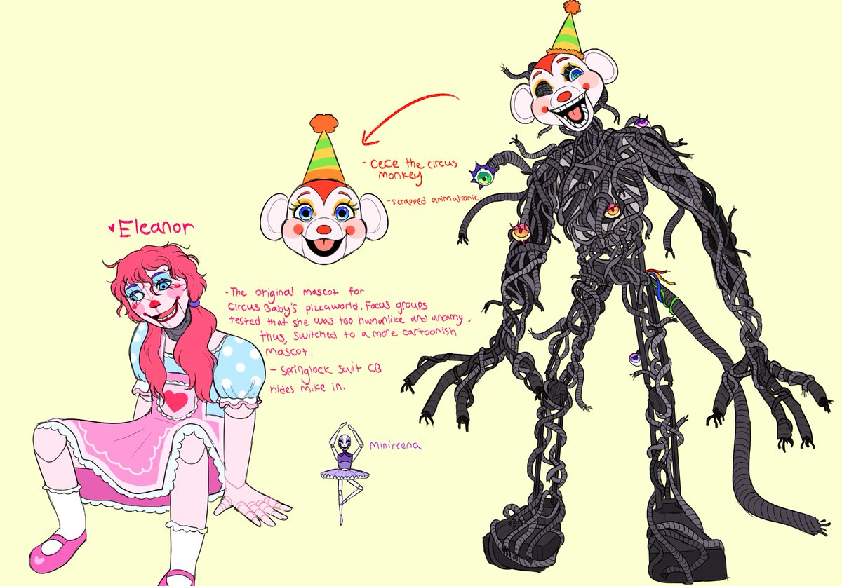 ♔۞ஜ۩夜嵐💜Akatsuki Arashi۩ஜ۞♔ en Twitter: "RT @horrifichymns: designs for  eleanor, minireena and ennard #FNAF #fnaffanart https://t.co/GULeOOfIkP" /  Twitter