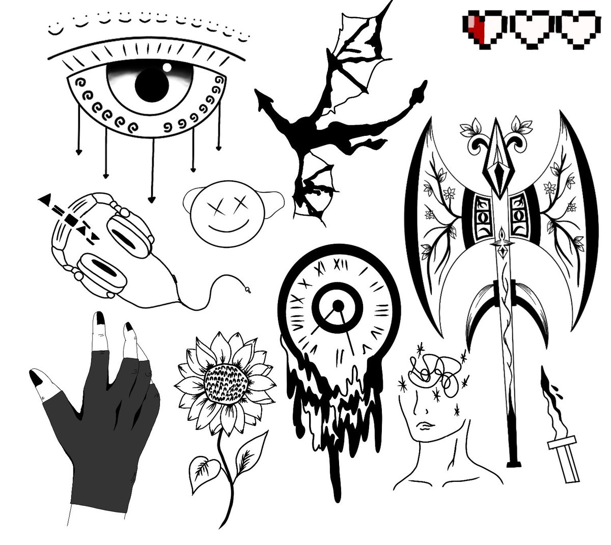 hathosquinn's tweet photo. @Dream inspired tattoo sheet #dream #dreamfanart #tattooart #tattoosheet https://t.co/SCJYP5PnYq