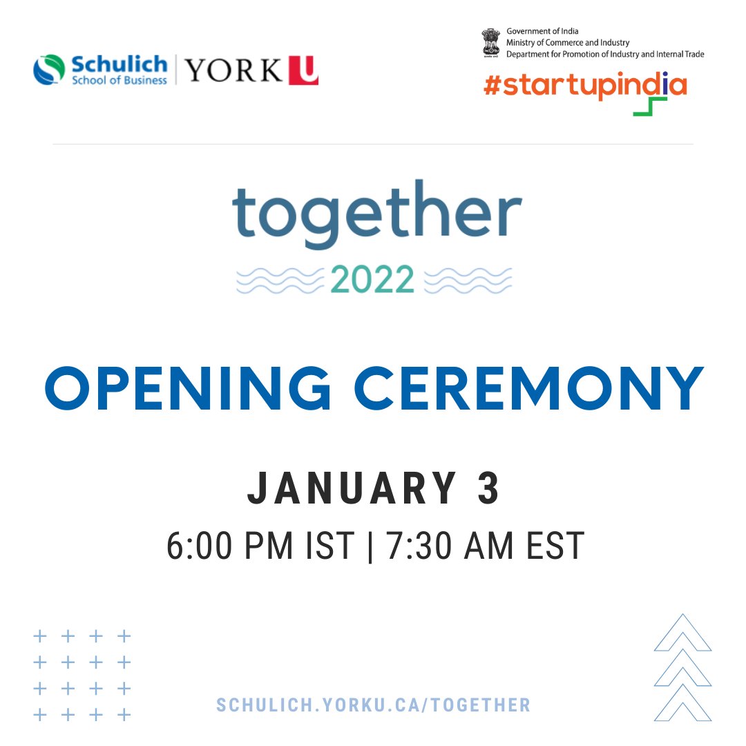 Happy New Year to all our community members and well-wishers from the Together 2022 team! 

Book your calendars for the opening ceremony of Together 2022, to witness the launch of the largest student venture competition of the year. The event will be broadcasted live on LinkedIn!