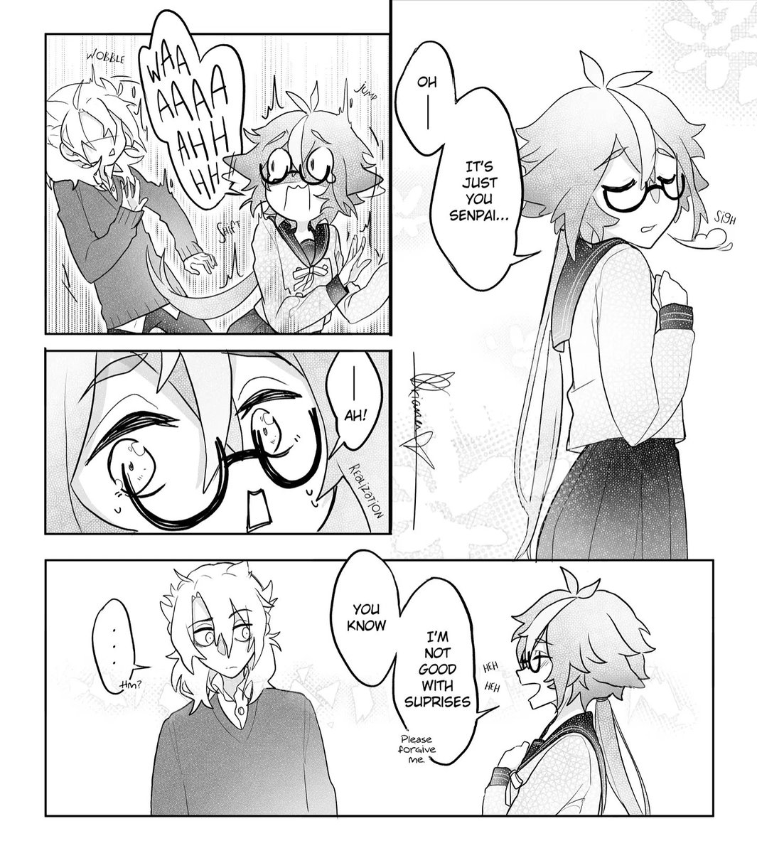 I wanted to make this flow more easily but that would've required more panels and much more time _(:3」∠)_

As always, please forgive me if there are any spelling mistakes!!

(1/2)
#genshin #genshinimpact #genshinart #genshinfanart #albedo #sucrose #alberose #albecrose #fakebedo 