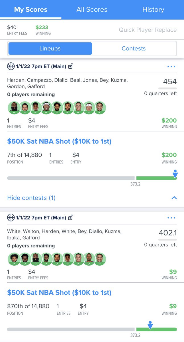 PerfectPicksDFS's tweet image. Since Covid turned the #NBA into the G-League, this is only the 2nd NBA #DFS slate we’ve played in 2 weeks... We always have frustrating slates, but this tops them - 3pts from $10,000🤬🤦🏻♂️ for 7th place of 14,880! Winning $233 is nice, but not when you’re that close to a takedown!