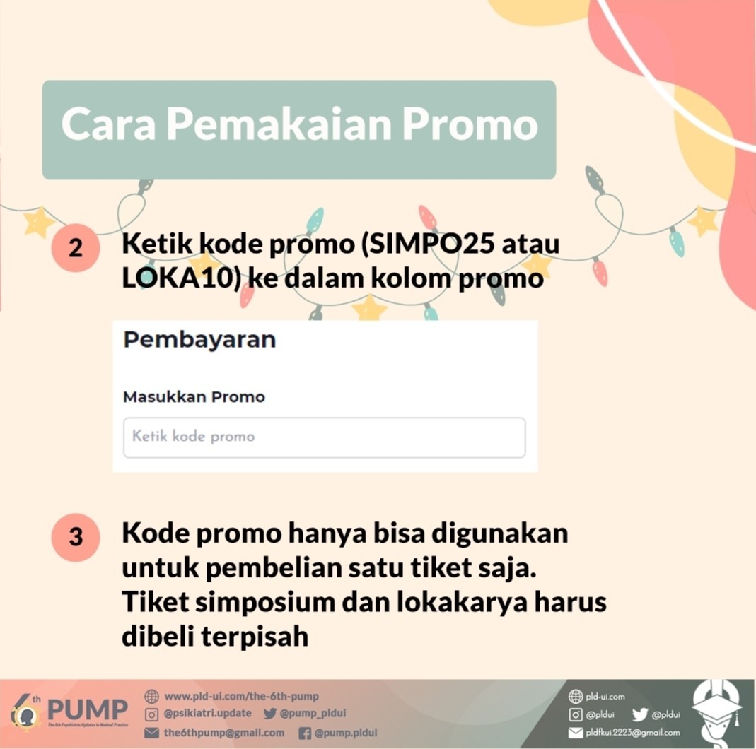 pump_pldui's tweet photo. Promonya berlaku untuk 9 HARI, dari 1 sampai 9 Januari 2022. Mari segera daftarkan dirimu sekarang juga! 
Registrasi di https://t.co/I3QH38FJnl

Masukkan KODE PROMO: 
- SIMPO25 untuk simposium
- LOKA10 untuk lokarkarya

Cek poster kami untuk informasi lebih lanjut! https://t.co/MRP0yrMGlC