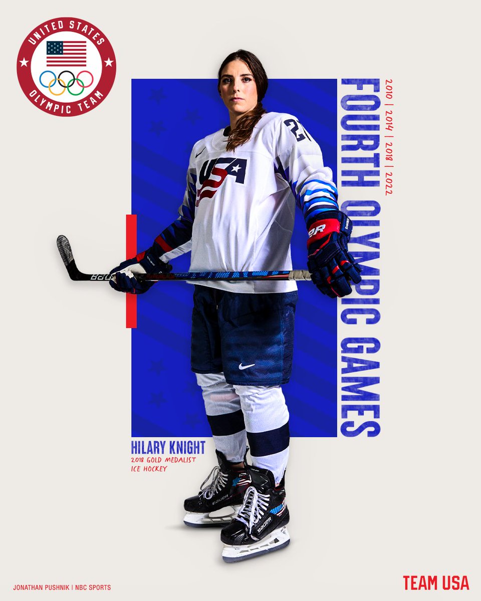 Our Knight in Red, White and Blue. 🇺🇸 Making her fourth Olympic team, @HilaryKnight leads @usahockey in #WinterOlympics experience.