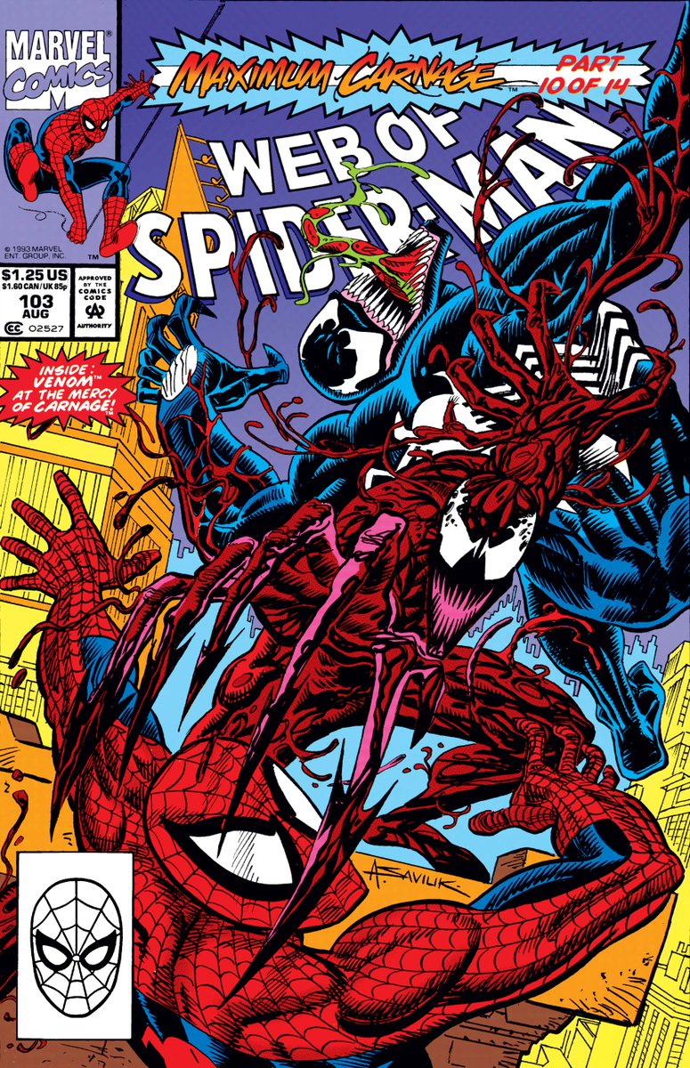 ClassicMarvel_'s tweet photo. Web of Spider-Man #101-103 cover dated June to August 1993.
 https://t.co/JoLx3RH8zY