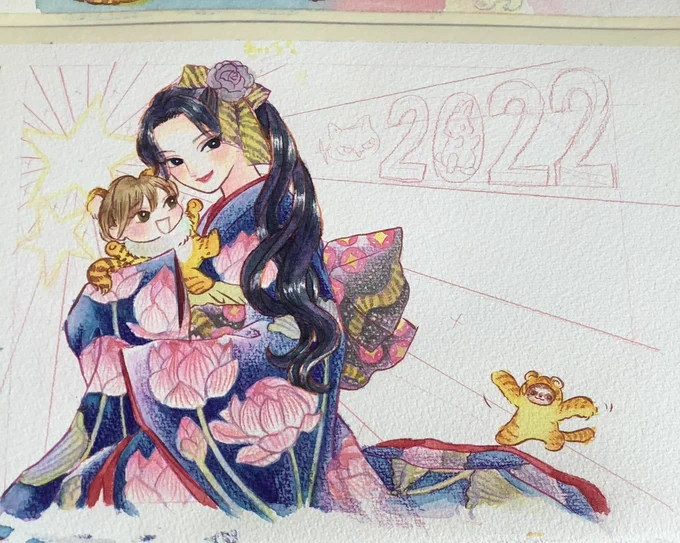 ねこーずお年賀できた!
夜沙羅つめのも完成させるぞ 