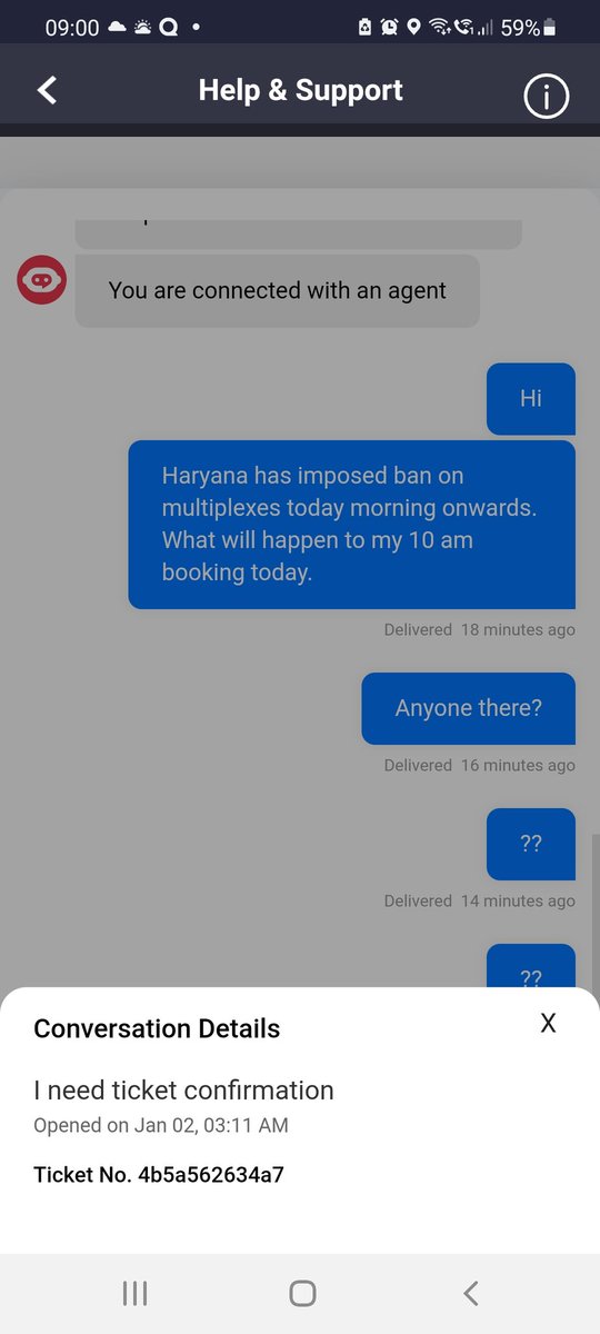 Ankittude's tweet photo. @bookmyshow is your support portal down. Been trying it but no response since last night https://t.co/NhQiHBfaol